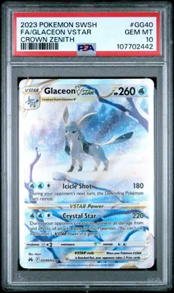 Glaceon VSTAR GG40/GG70 Pokemon 2023 Crown Zenith PSA 10 GEM MINT - Image 1