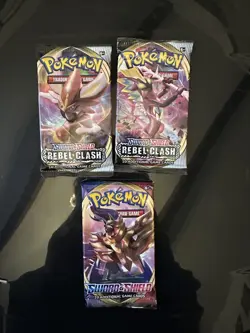 x3 Pokemon TCG - Sword and Shield - Base & Rebel Clash Sealed - Booster Packs - Image 1