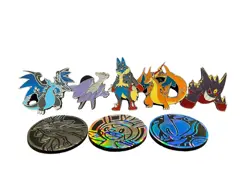 Charizard Lucario Gengar Latios Pokemon 5 Pin Lot 2014 Enamel + Shiny Holo Coins - Image 1
