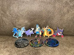 Charizard Lucario Gengar Latios Pokemon 5 Pin Lot 2014 Enamel + Shiny Holo Coins - Image 4