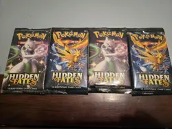 Pokemon TCG Hidden Fates 4 Sealed Sleeved Booster Packs - Image 1