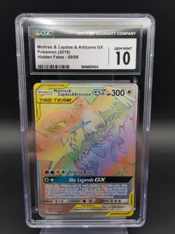 Pokemon Moltres & Zapdos & Articuno GX 69/68 Hidden Fates Rainbow Secret CGC 10 - Image 1
