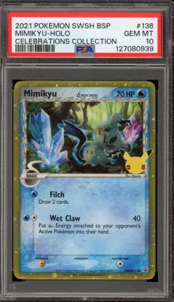 Pokemon Mimikyu Celebrations Coll. Black Star Holo Promo SWSH136 PSA 10 Gem Mint - Image 1