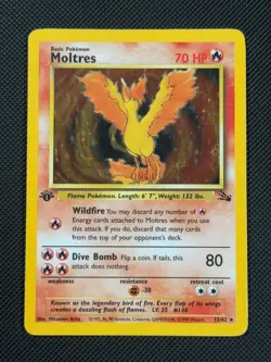 Moltres 12/62 1ST EDITION Pokemon Card Fossil Holo Rare - Image 1