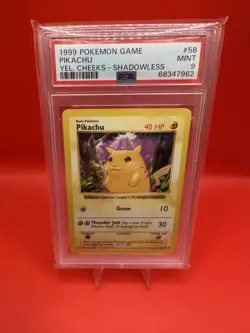 PSA 9 Pikachu Shadowless Pokemon Card 58/102 WOTC Base Set Yellow Cheeks - Image 1