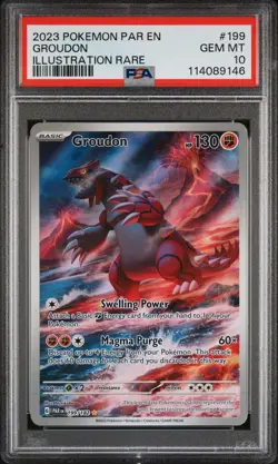 2023 POKEMON PARADOX RIFT ILLUSTRATION RARE #199 GROUDON PSA 10 - Image 1