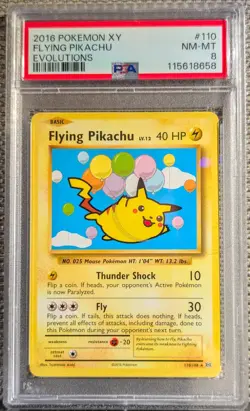 2016 Pokemon XY Evolutions Flying & Surfing Pikachu #110 & #111 PSA 8 Pair - Image 2