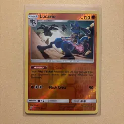 Lucario 117 Reverse Holo Foil 2019 Unified Minds Sun & Moon Ex Rare Pokemon Card - Image 1