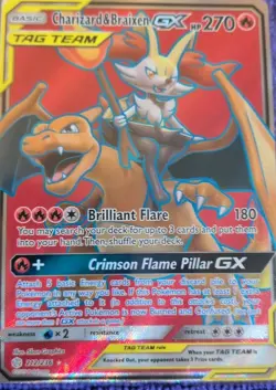 Charizard & Braixen GX 212/236 Full Art Tag Team Cosmic Eclipse Pokemon TCG- NP - Image 1