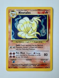 Pokemon Ninetails Holo Rare Base Set 12/102 Unlimited MP - Image 1