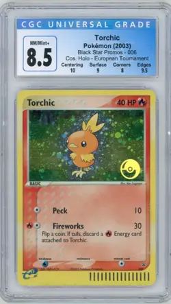 2003 Pokemon European Tournament Torchic #006 Cosmic Holo BSP CGC 8.5 *Swirl* - Image 1
