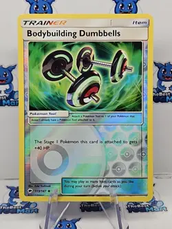 Pokemon Bodybuilding Dubbells 113/147 Reverse Holo Burning Shadows NM - Image 1