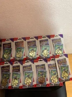 Lot Of 11 Pokemon TCG Temporal Forces Blister Booster Pack Carvanha & Coin - Image 1