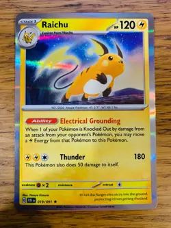 NEAR MINT! Raichu (019/091) Paldean Fates Holo Rare Pokemon Card! FREE P&P! - Image 1