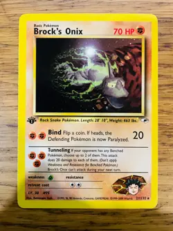 1st Edition Brock's Onix (21/132) Rare Gym Heroes Set Pokemon Card! - Image 4