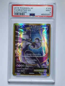 2016 Pokemon Mewtwo EX 103/108 Holo Full Art XY Evolutions - PSA 9 - Image 1