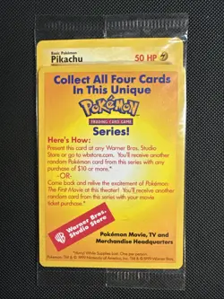 Sealed Pikachu Pokemon The First Movie WB Promo Black Star 1999 Card New - Image 1