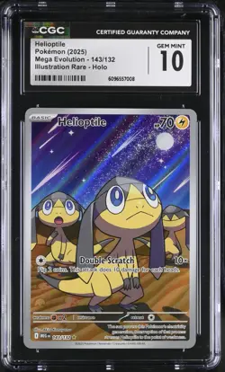 (PSA) CGC 10 Helioptile Mega Evolution Illustration Rare Pokemon Card #143 Gem - Image 1