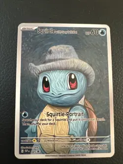 Pokemon Squirtle With Grey Felt Hat Van Gogh Art Style Custom Card - Image 1