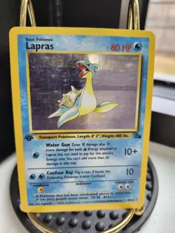 Pokemon TCG Lapras 1st Edition Rare Holo Card #10/62 Fossil - Image 1