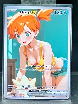 Misty Waifu Trading Card Custom ACG Pokemon Trainer Holo Rare - Image 1