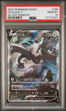 2022 POKEMON SWORD & SHIELD SILVER TEMPEST #186 FULL ART/LUGIA V PSA 10 - Image 1
