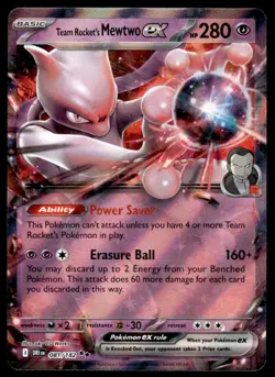 Pokemon TCG SV10: Destined Rivals #081/182 Team Rocket's Mewtwo ex NM - Image 1