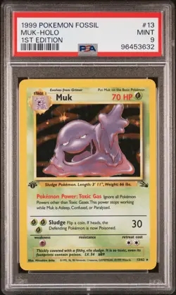 1999 POKEMON FOSSIL 1ST ED #13 MUK-HOLO PSA 9 - Image 1