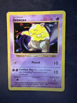 Pokemon TCG Cards SHADOWLESS Base Set Drowzee 49/102 HP - Image 1