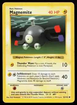 Magnemite 53/102 Common Base Set (Shadowless) Pokemon Card - Image 1