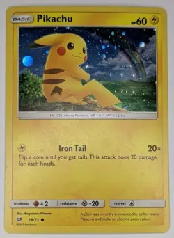 Pikachu 28/73 Pokemon TCG Sun & Moon Shining Legends Cosmos Holo Rare NM - Image 1
