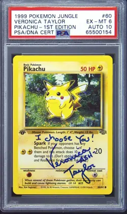 1999 POKEMON JUNGLE 1ST ED #60 PIKACHU PSA 6 AUTO 10 - Image 1