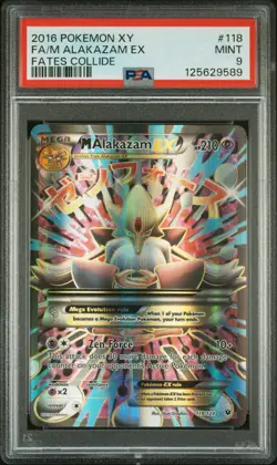 2016 POKEMON XY FATES COLLIDE #118 FULL ART/M ALAKAZAM EX PSA 9 - Image 1