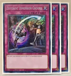 Yugioh! 3x Different Dimension Ground RA04-EN101 Secret Rare 1st Ed NM - Image 1