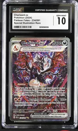 CGC 10 GEM MINT Charizard ex 234/091 Paldean Fates SIR Holo Pokemon Card - Image 1