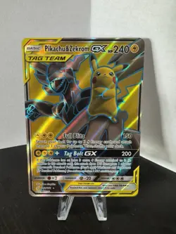 Pokemon Pikachu & Zekrom GX TCG Sun & Moon Holo Ultra Rare Card 162/181 - Image 1