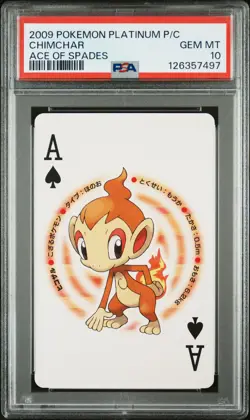 2009 POKEMON PLATINUM VERSION PLAYING CARDS ACE OF SPADES CHIMCHAR PSA 10 - Image 1