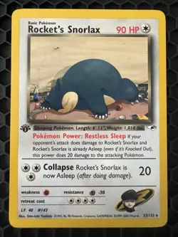 Rocket's Snorlax 1st Edition 33/132 Non Holo Gym Heroes Pokemon WOTC 2000 NM - Image 2