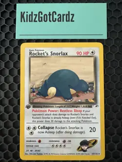 Rocket's Snorlax 1st Edition 33/132 Non Holo Gym Heroes Pokemon WOTC 2000 NM - Image 3