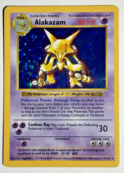 Pokemon TCG Alakazam Rare Holo Card #1/102 Base Set - Image 1
