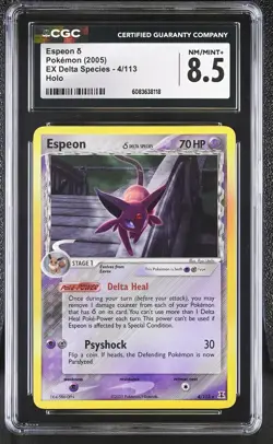 CGC 8.5 Espeon 2005 EX Delta Species 4/113 Holo Pokemon Card - Image 1