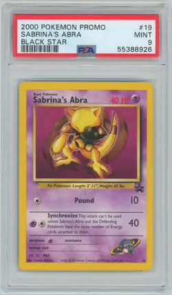 2000 Pokemon Black Star Promo #19 Sabrina’s Abra - PSA 9 MINT - Image 1