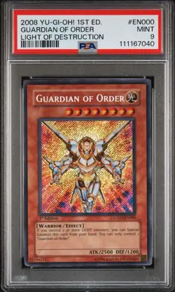 2008 Yu-Gi-Oh! Guardian of Order Light of Destruction LODT 1st Ed Secret PSA 9 - Image 1