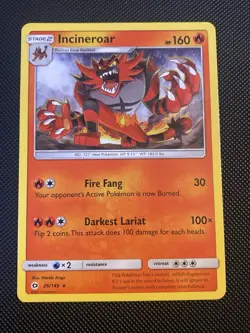 POKEMON TCG: INCINEROAR 26/149 SUN MOON BASE SET NON HOLO RARE LP - Image 1