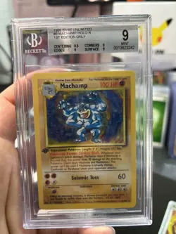 1999 Pokemon Base Set #8 Machamp Holo 1st Edition BGS 9 Mint - Image 1