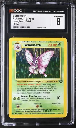 CGC 8 Venomoth 1999 Jungle 13/64 Holo Pokemon Card - Image 1