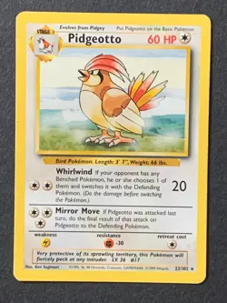 Pidgeotto 22/102 Base set non holo Rare Vntage Wotc Pokemon Card - Image 1