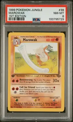 1999 Pokemon Jungle 1st Edition Marowak 39/64 PSA 8 NM-MT - Image 1