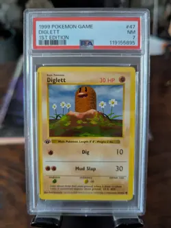 1999 Pokemon Shadowless 1st Edition Base Set Diglett #47 PSA 7 - Image 1