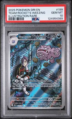 2025 POKEMON DRI EN-DESTINED RIVALS #199 TEAM ROCKET'S WEEZING PSA 10 - Image 1